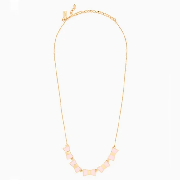 Kate Spade Necklace ♤ Bow Shop RowGold & Pink Bows Long Necklace